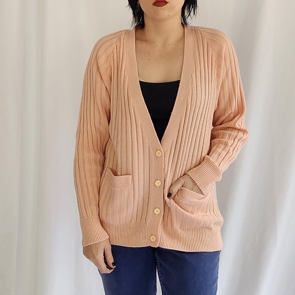 90s Pink‎ Ribbed Cardigan